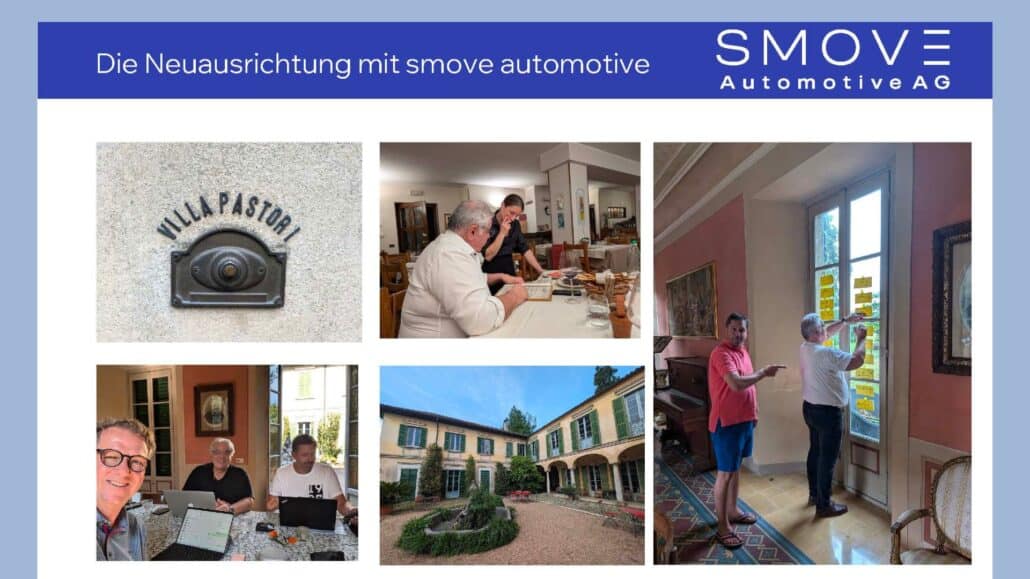 Im Oktober 2024 beschloss das Team nach einem kurzfristig anberaumten Strategie-Meeting in einer Villa in Italien, sich von Elaris zu lösen und als eigenständige Marke neu aufzutreten . Der neue Name: Smove Automotive AG